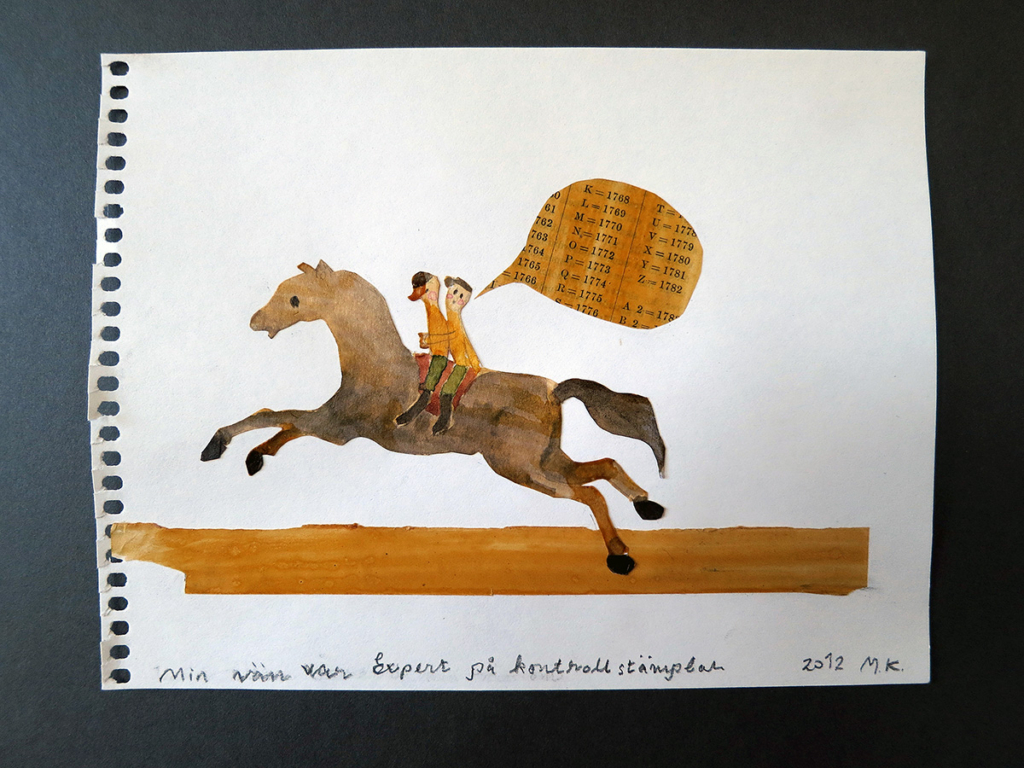 Min vän var Expert på kontrollstämplar. 21x17 cm, collage, 2012 - Mari Kretz