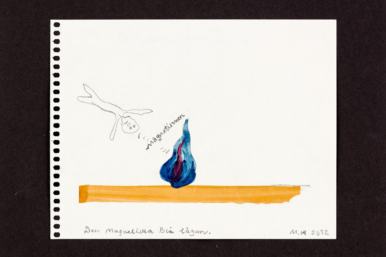 Den Magnetiska Blå lågan, 21 x 17 cm, collage - Mari Kretz